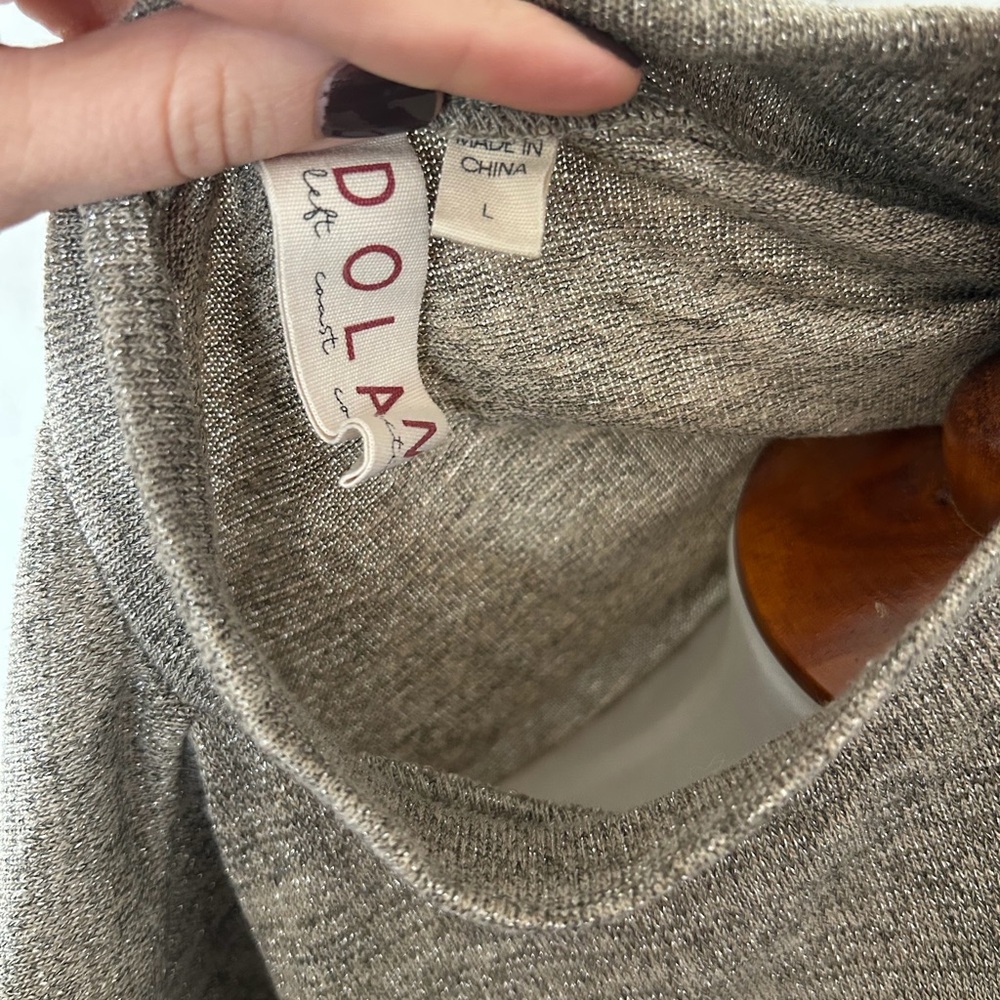 Dolan Metallic Puff Shoulder Mock Neck Top - Picture 5 of 5